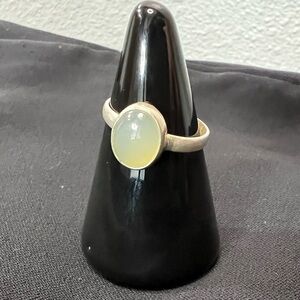 Sterling Silver Ring w/ Natural Oval Prehnite Stone